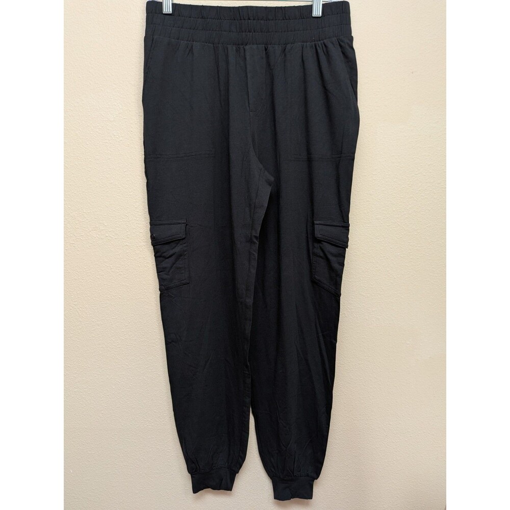 AnyBody Cozy Knit Cargo Jogger Pants Womens XXS Black Pull On Lounge Pockets
